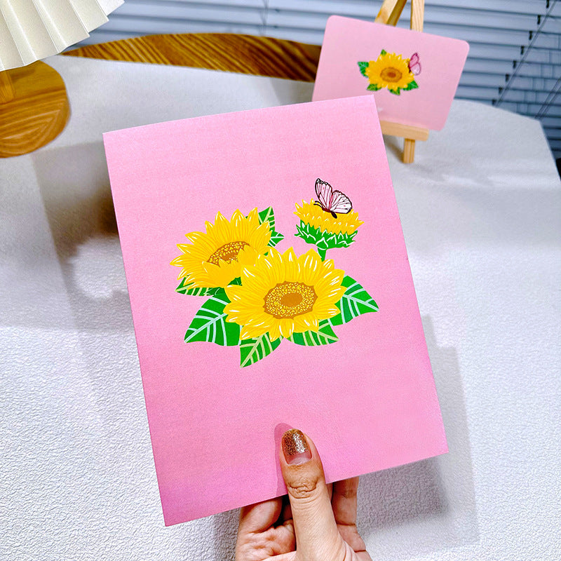 3D Sunflower Birthday Greeting Card