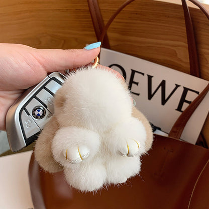 Cute Real Mink Bunny Keychain Plush Bag Charm