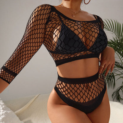 New Fashion  Sexy Mesh Cover-up Hollow Out Beach Bikini Swimsuit-homeunderwear