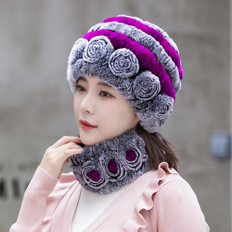 Stylish Real Rabbit Fur Ear Flap Hat - Warm Winter Accessory