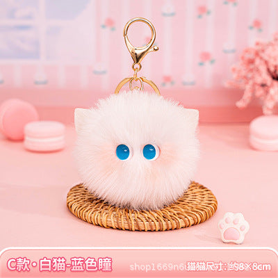 Cute Blushing Cat Keychain Plush Bag Charm