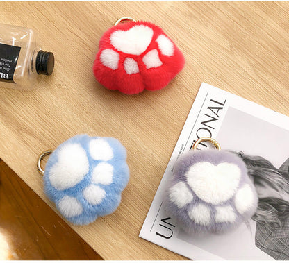 Cute Real Rabbit Fur Tiger Claw Keychain