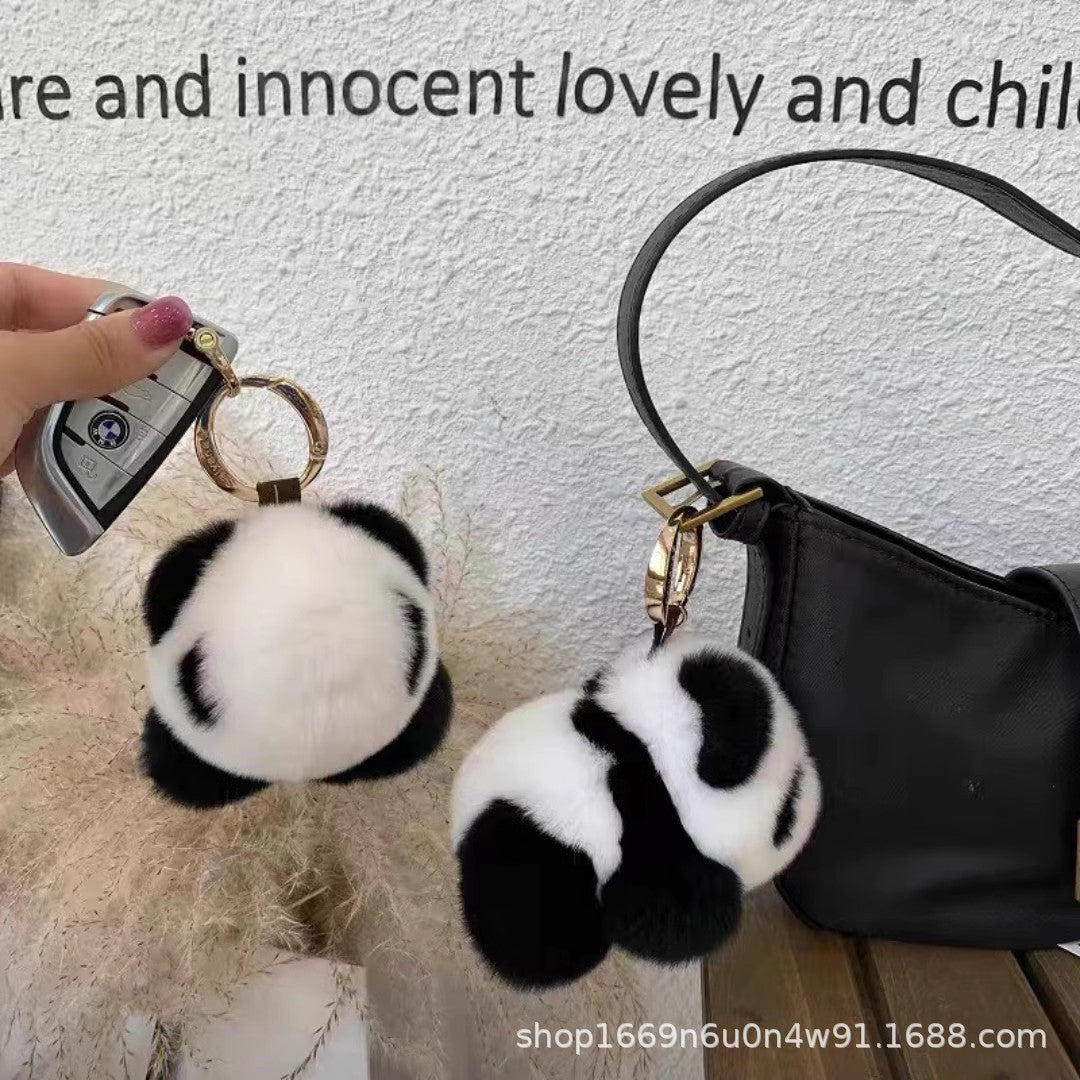 Cute Fuzzy Panda Keychain - 12cm Plush Toy