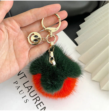 Lucky Mink Fur Persimmon Charm Keychain & Bag Decor