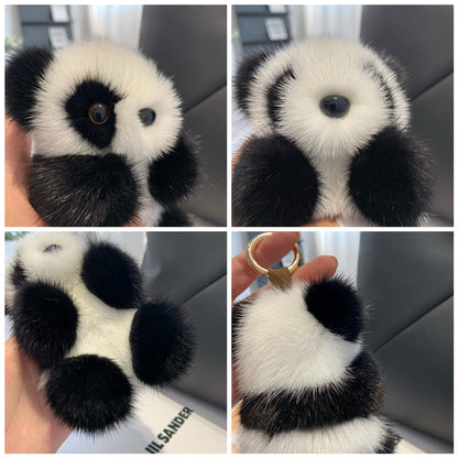 Cute Faux Mink Panda Keychain Plush Toy Accessory