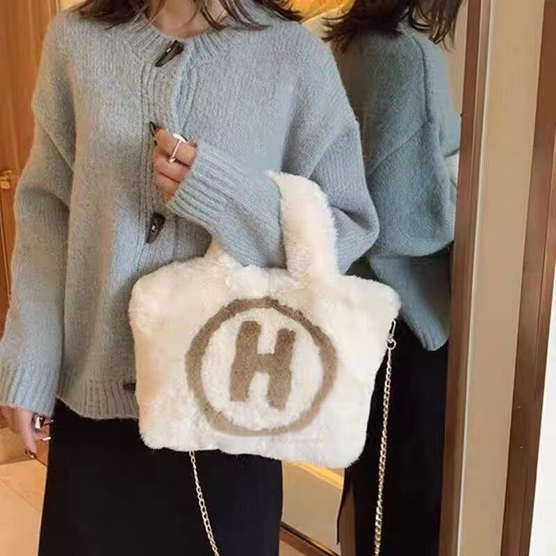 Korean Faux Fur H Bag - Trendy Street Style Handbag