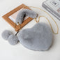 Trendy Heart Shaped Fuzzy Handbag, Clutch