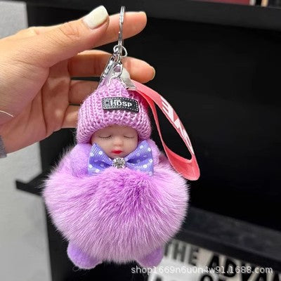 Foxy Sleepy Charm - 10cm Fluffy Keychain Decor