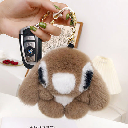 Cute Real Rabbit Fur Stitch Keychain - Accessory