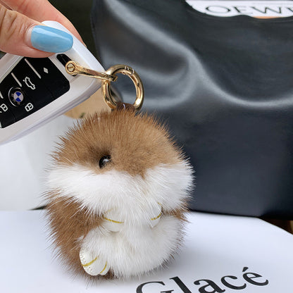 Mink Fur Cute Little Mouse Plush Doll Key Chain Accessory