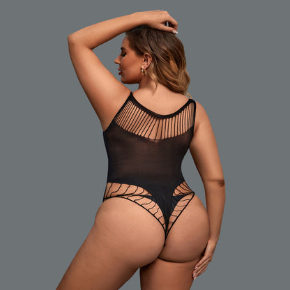 Free Shipping For Plus Size Overexposed Mesh Bodysuit