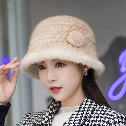 Winter Mink Fur Bucket Hat - Warm & Stylish