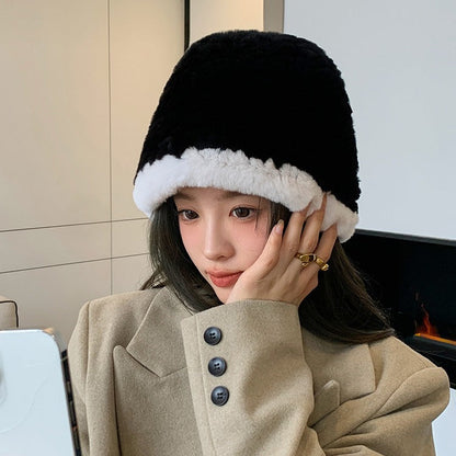 Winter Real Rabbit Fur Bucket Hat - Cozy & Stylish