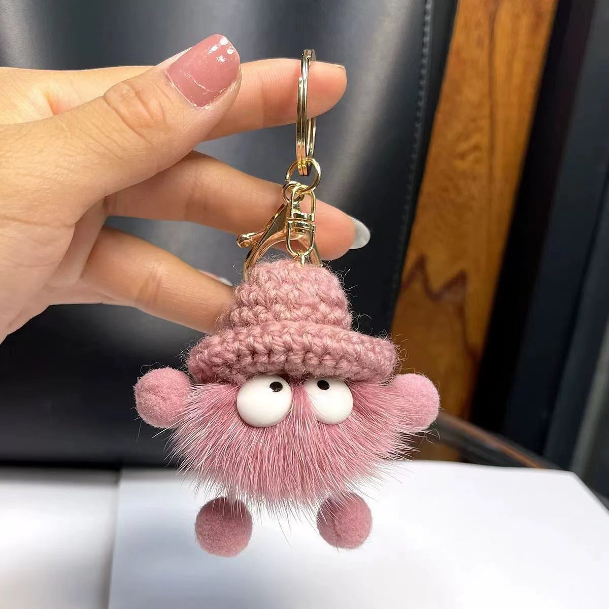 Cute Fuzzy Coal Ball Charm - Keychain & Bag Accessory