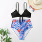 Multicolored Bikini with Strappy Print Design Swimwear