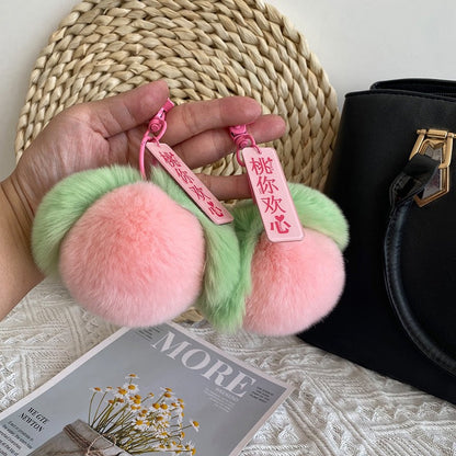 Cute Peach Fur Charm - Ins Style Keychain