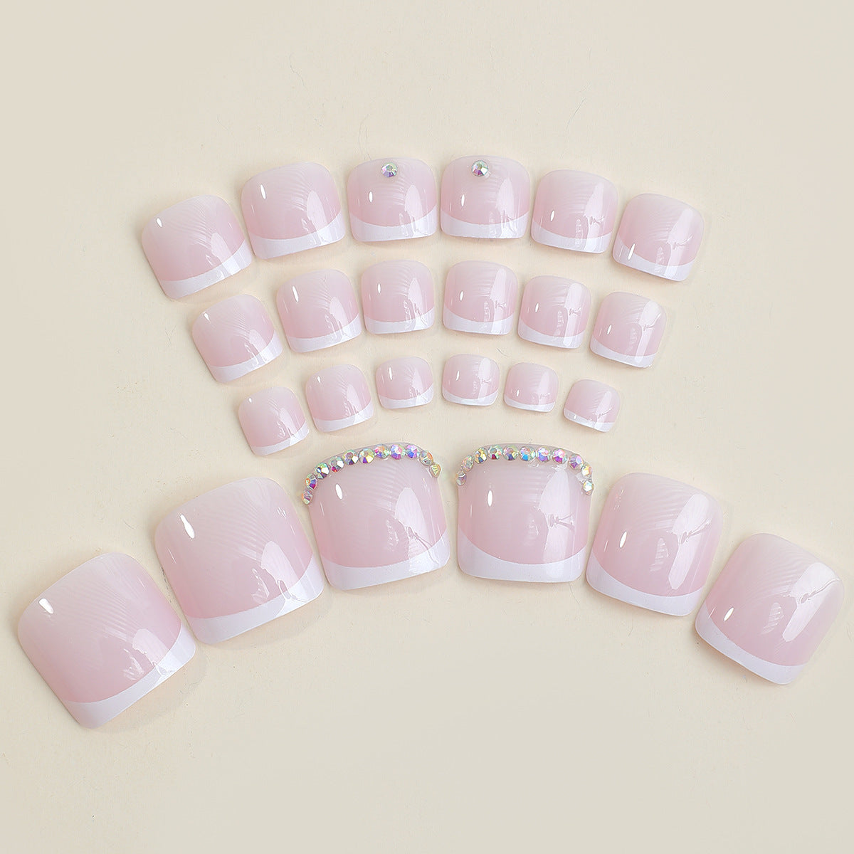 New Arrival White French Nail Tips with Diamonds