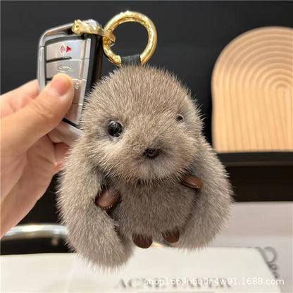 Cute Faux Mink Bunny Keychain Plush Toy Gift