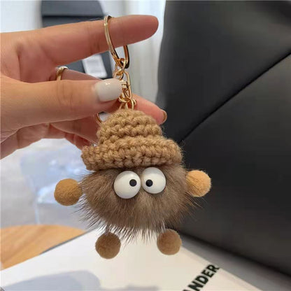 Cute Fuzzy Coal Ball Charm - Keychain & Bag Accessory