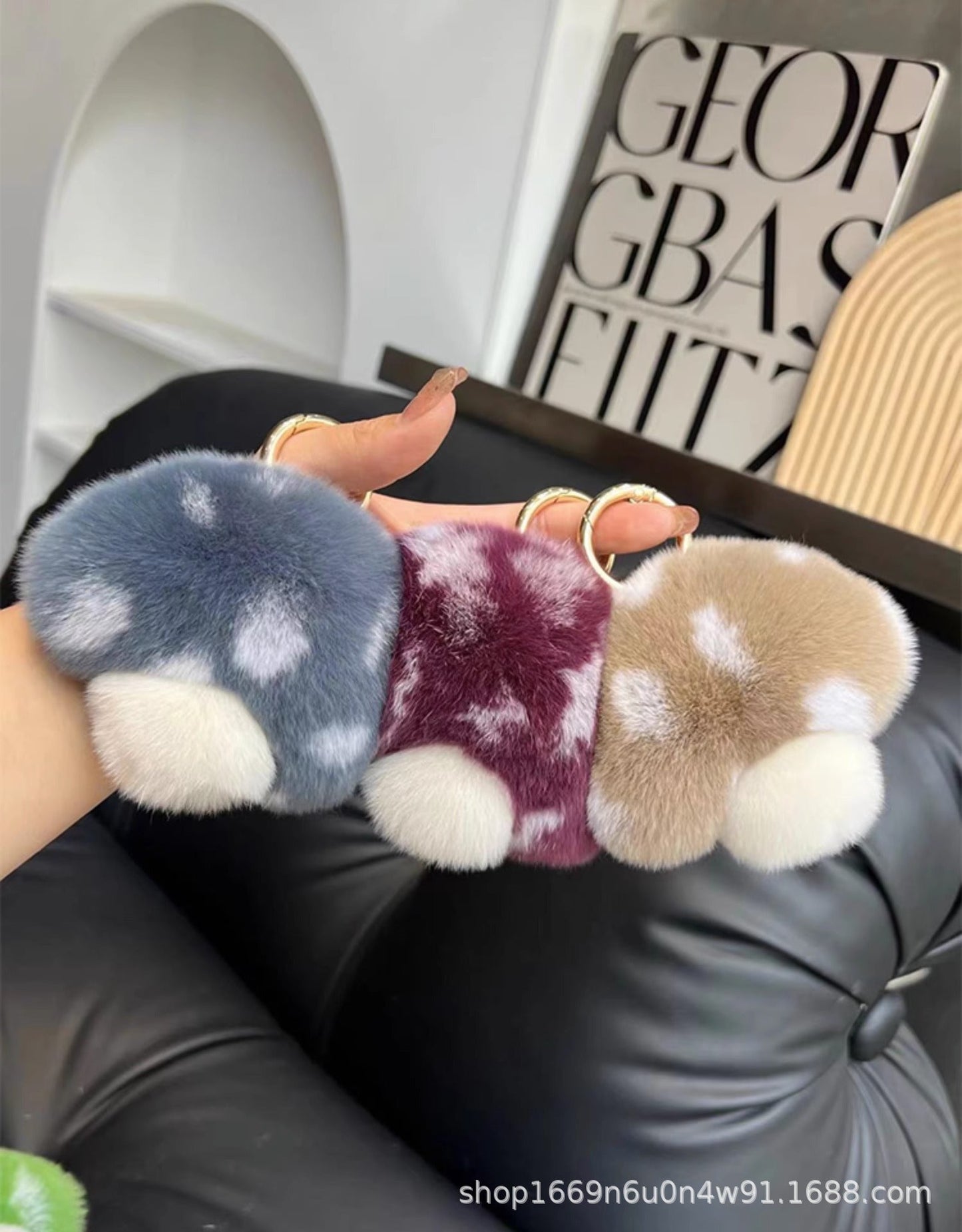 Cute Otter Fur Mushroom Keychain Plush Toy Gift