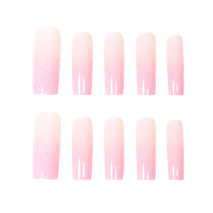 Long Gradient Heart Nail Extensions, Wearable and Stylish