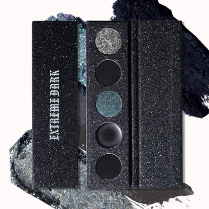 5-Color Black Eyeshadow Palette - Shimmer, Fine Glitter, Smokey Eye