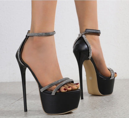 European and American New Style High-heeled Studded One-piece Sandals