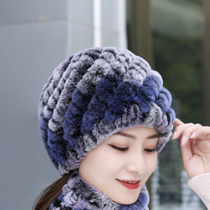 Winter Knit Real Rabbit Fur Hat - Warm & Stylish