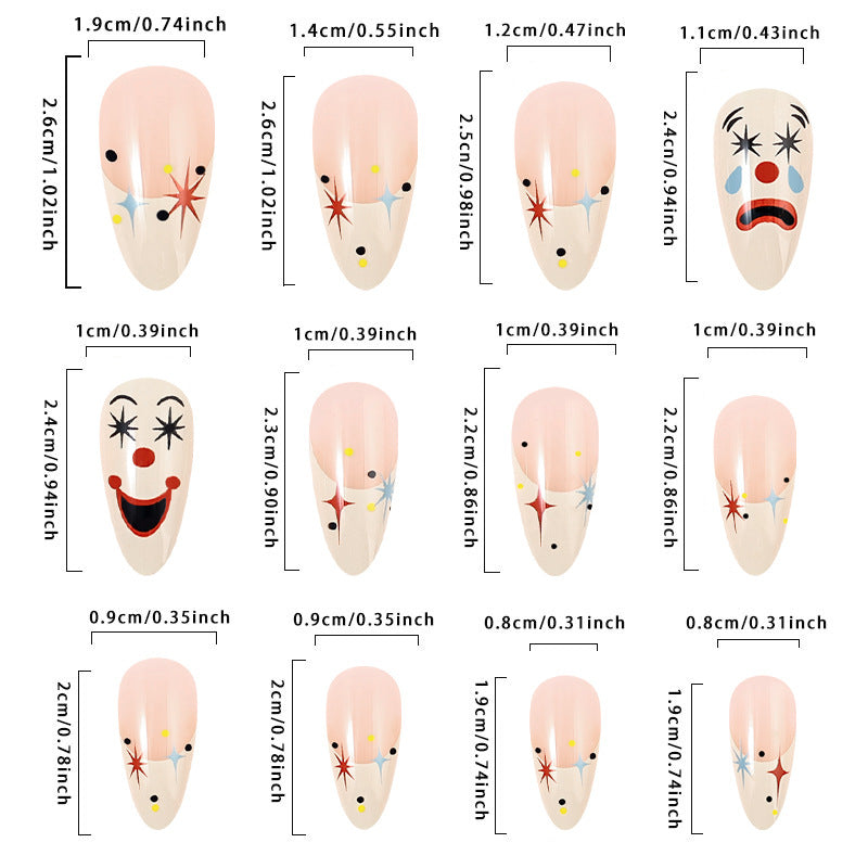 Smiley Face Clown Star French Nail Tips