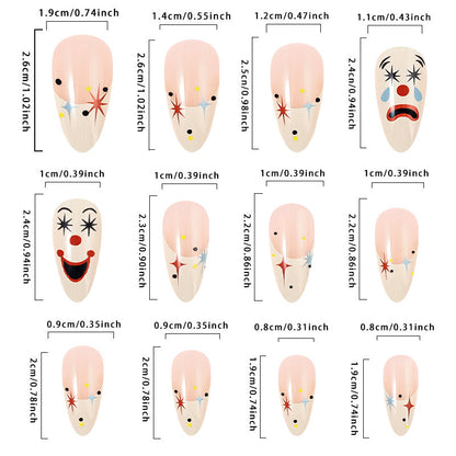 Smiley Face Clown Star French Nail Tips