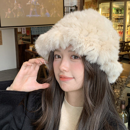 Winter Thick Rabbit Fur Bucket Hat - Warm & Stylish