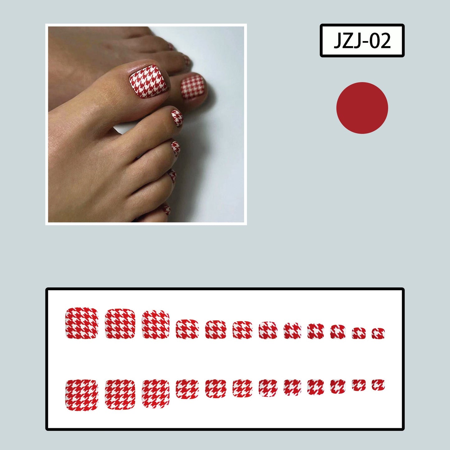 Summer Red Gingham White Matte Toe Nails