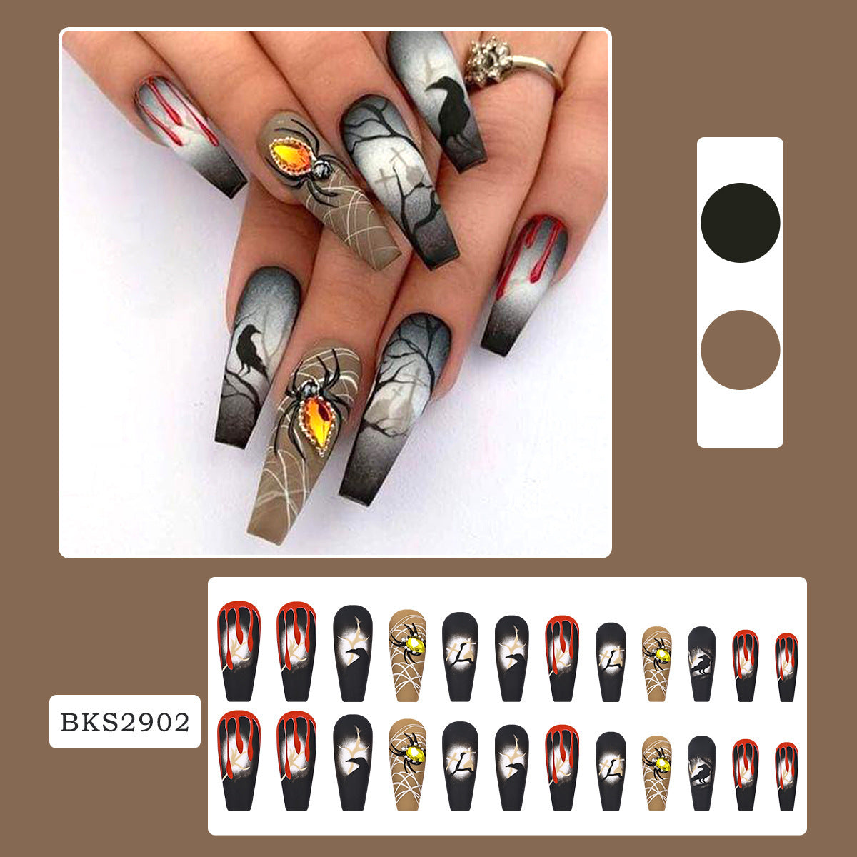 New FashionHalloween 3D Spider Blood Drip Nail Art Stickers-homeunderwear