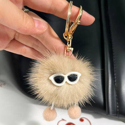 Cute Mink Fur Coal Ball Keychain - Trendy Toy Charm