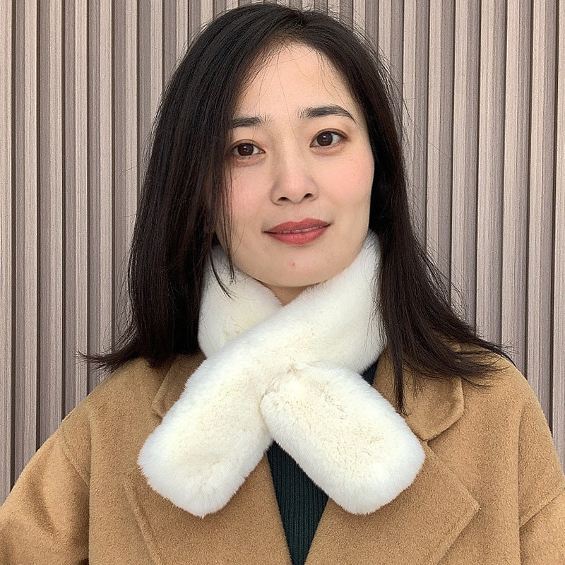 Double-Sided Real Rabbit Fur Scarf - Winter Warmth