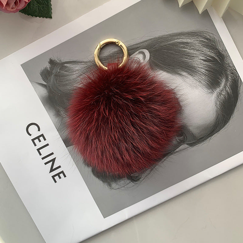 Fox Fur Pom Pom Keychain & Car Charm - Small Size