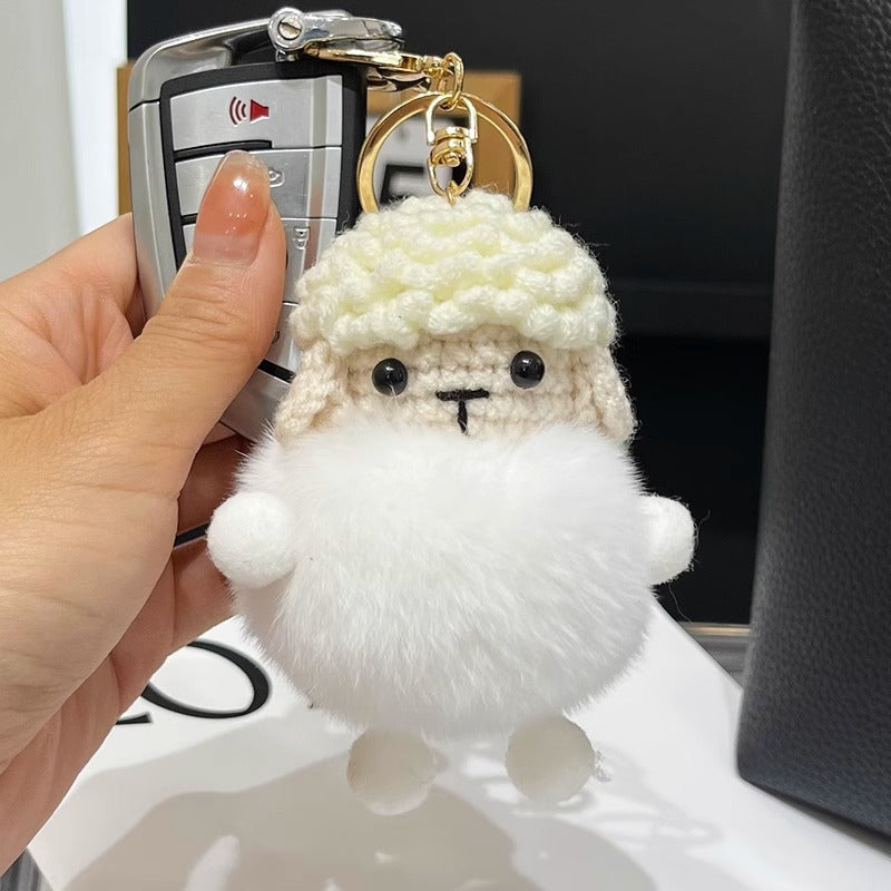 Cute Real Rabbit Fur Lamb Keychain - Backpack Accessory