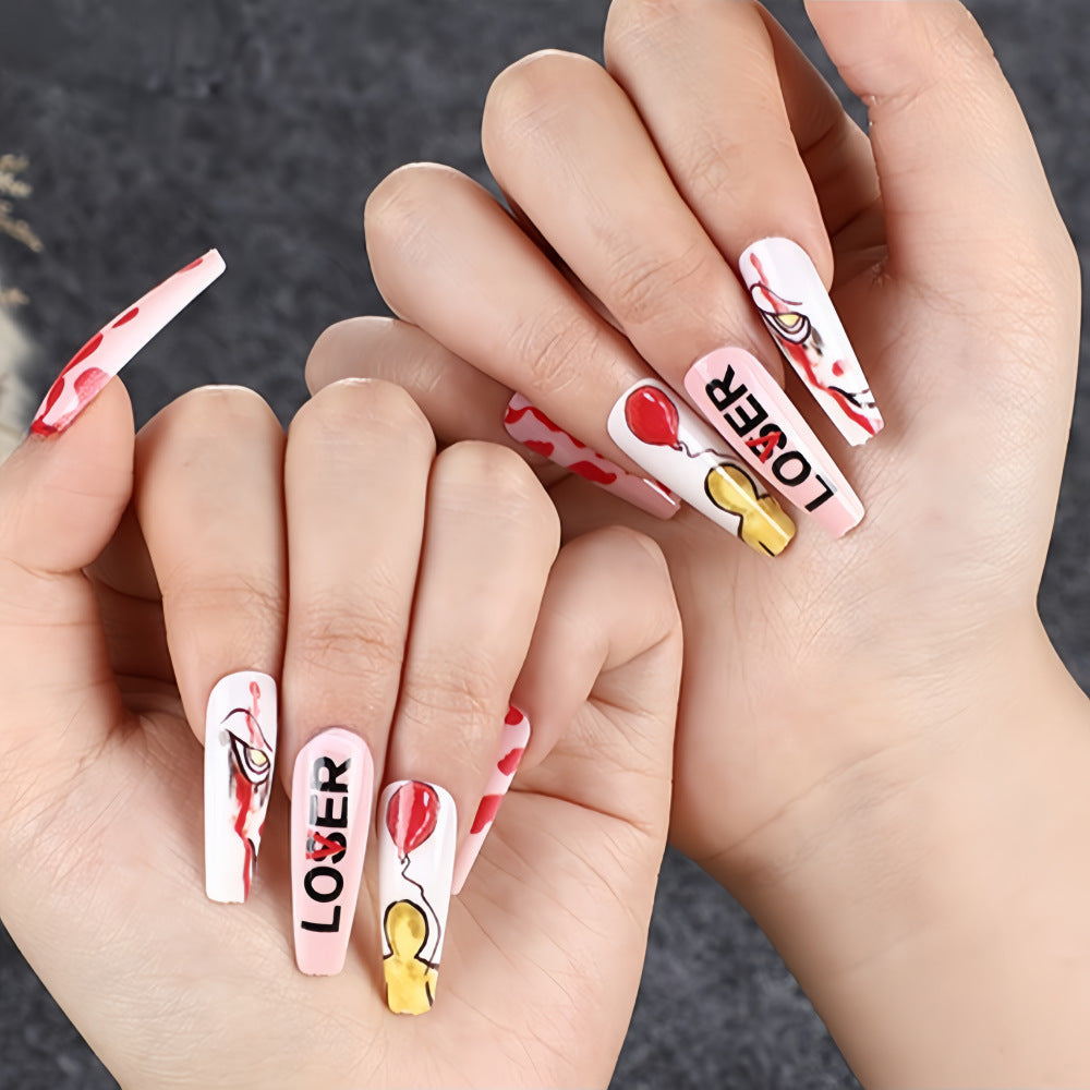 Ins-Style 24-Piece Lover or Loser Halloween Press-On Nails