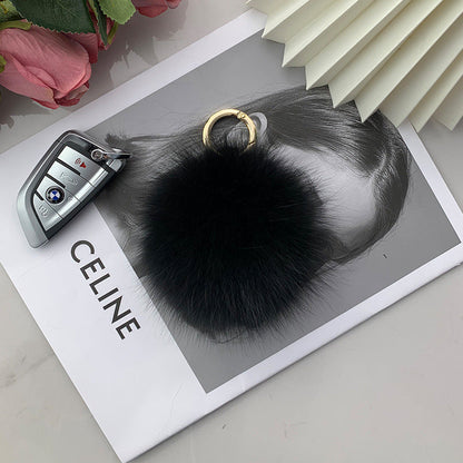 Fox Fur Pom Pom Keychain & Car Charm - Small Size