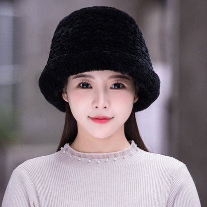 Winter Real Rabbit Fur Bucket Hat - Cozy & Stylish