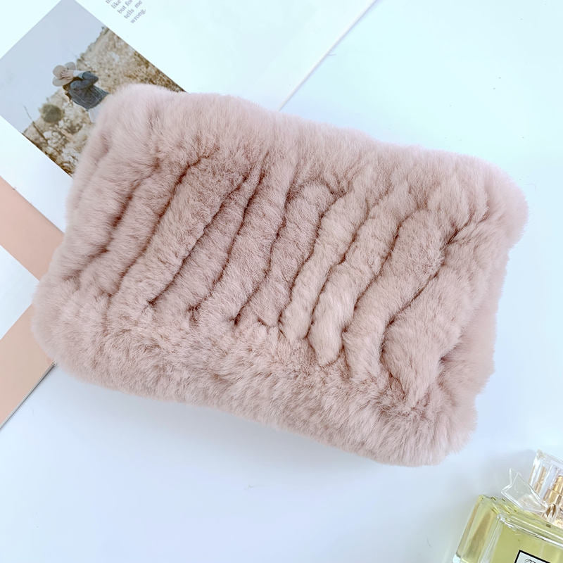 Warm Real Rabbit Fur Neck Warmer - Elastic Design