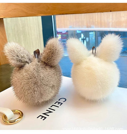 Faux Mink Fur Mini Rabbit Keychain Car Decor