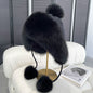 Winter Fox Fur Lined Beanie - Cozy & Cute Earflap Hat