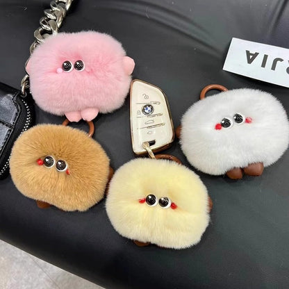 Cute Faux Fur Bread Keychain - 10cm Plush Toy