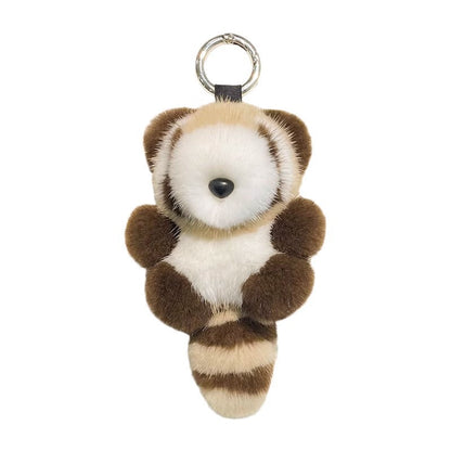 Cute Faux Sable Raccoon Keychain - Plush Car Toy