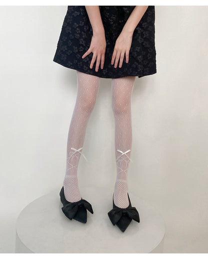 Japanese Y2K Ballet Style Ribbon Bow Lace Mesh Socks Pantyhose