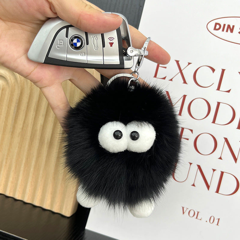 Cute Real Rabbit Fur Monster Keychain - Phone Charm