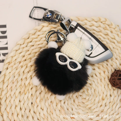 Cute Fuzzy Coal Ball Keychain - 10cm Plush Toy