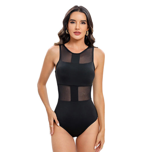 Chic and Seductive Mesh Panel Exposed Back Swimsuit