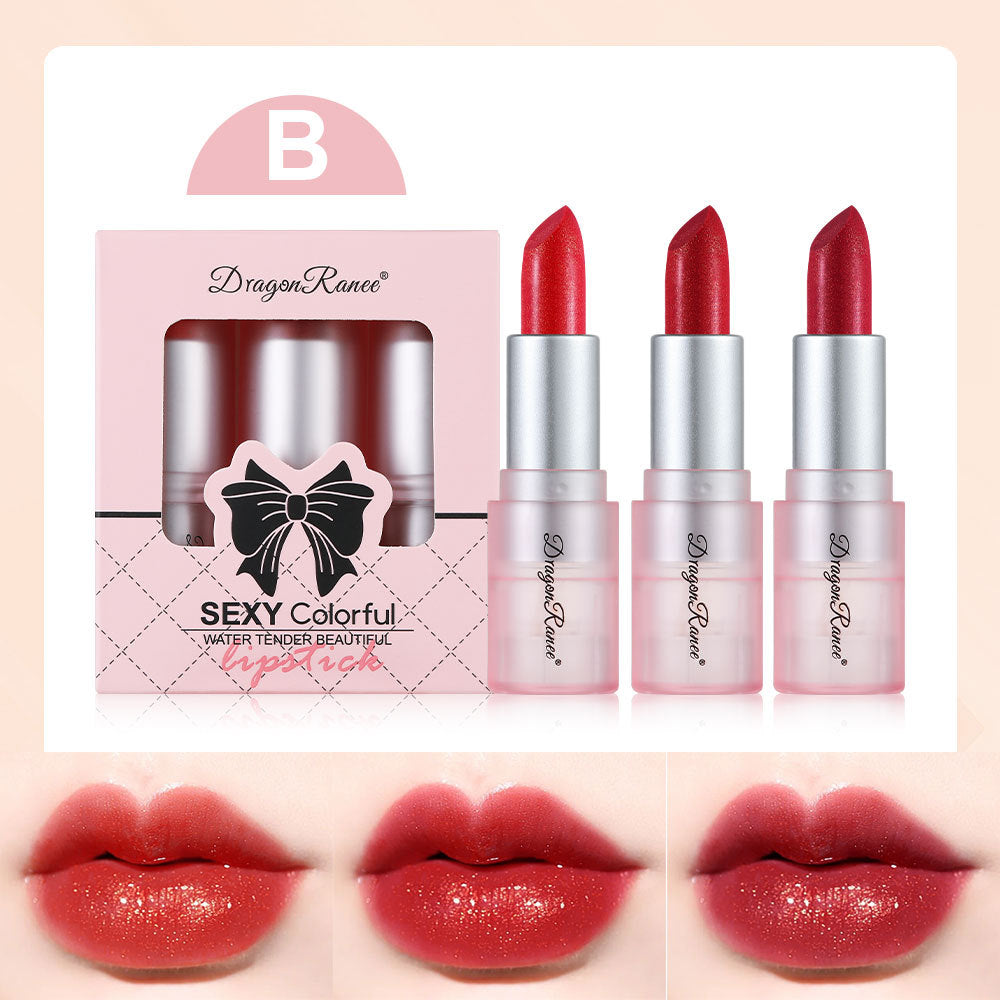 3-Pack Shimmer Lipstick Set with Pearl Finish-Homeunderwear